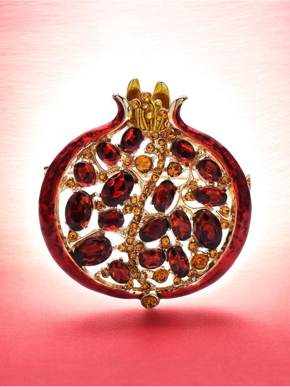 Pomegranate Red Crystal Statement Brooch - Women Jewelry